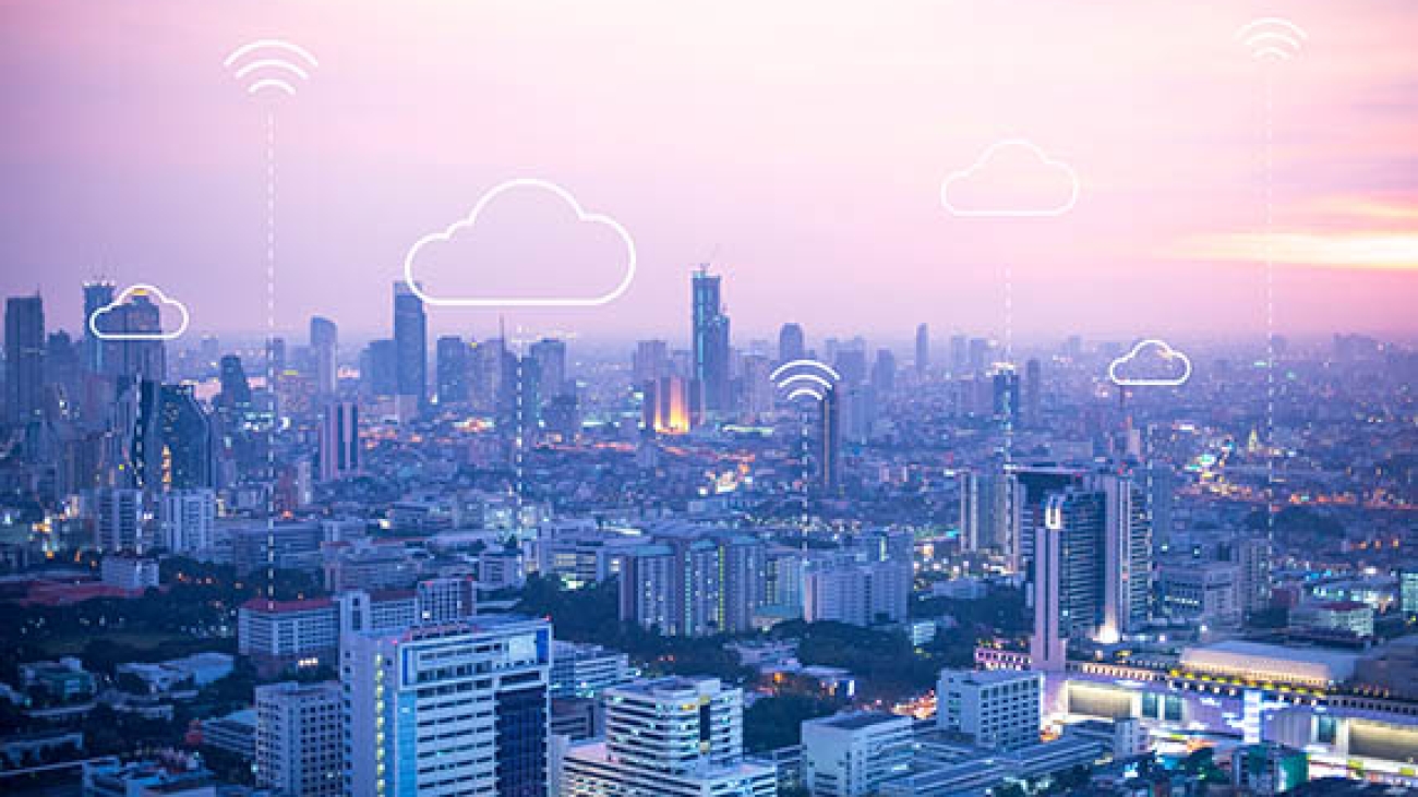 Cloud computing banner background for smart city