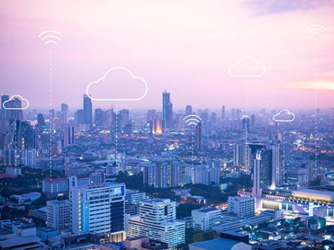 Cloud computing banner background for smart city